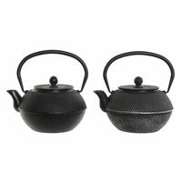 Tekande DKD Home Decor Sort Sølv Jern (18.5 x 16 x 17 cm) (2 stk) (1200 ml)