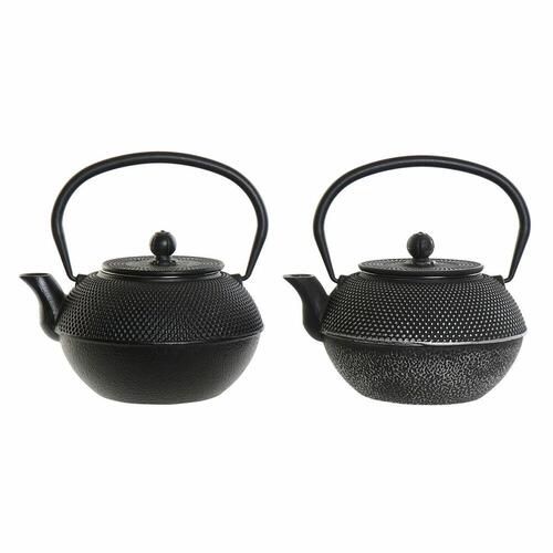Tekande DKD Home Decor Sort Sølv Jern (18.5 x 16 x 17 cm) (2 stk) (1200 ml)