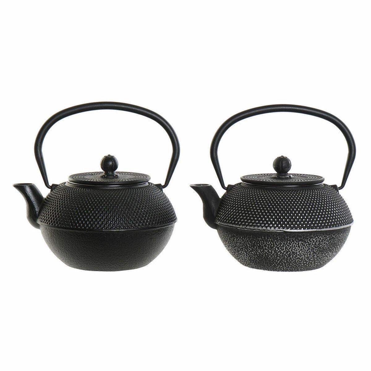 Tekande DKD Home Decor Sort Sølv Jern (18.5 x 16 x 17 cm) (2 stk) (1200 ml)