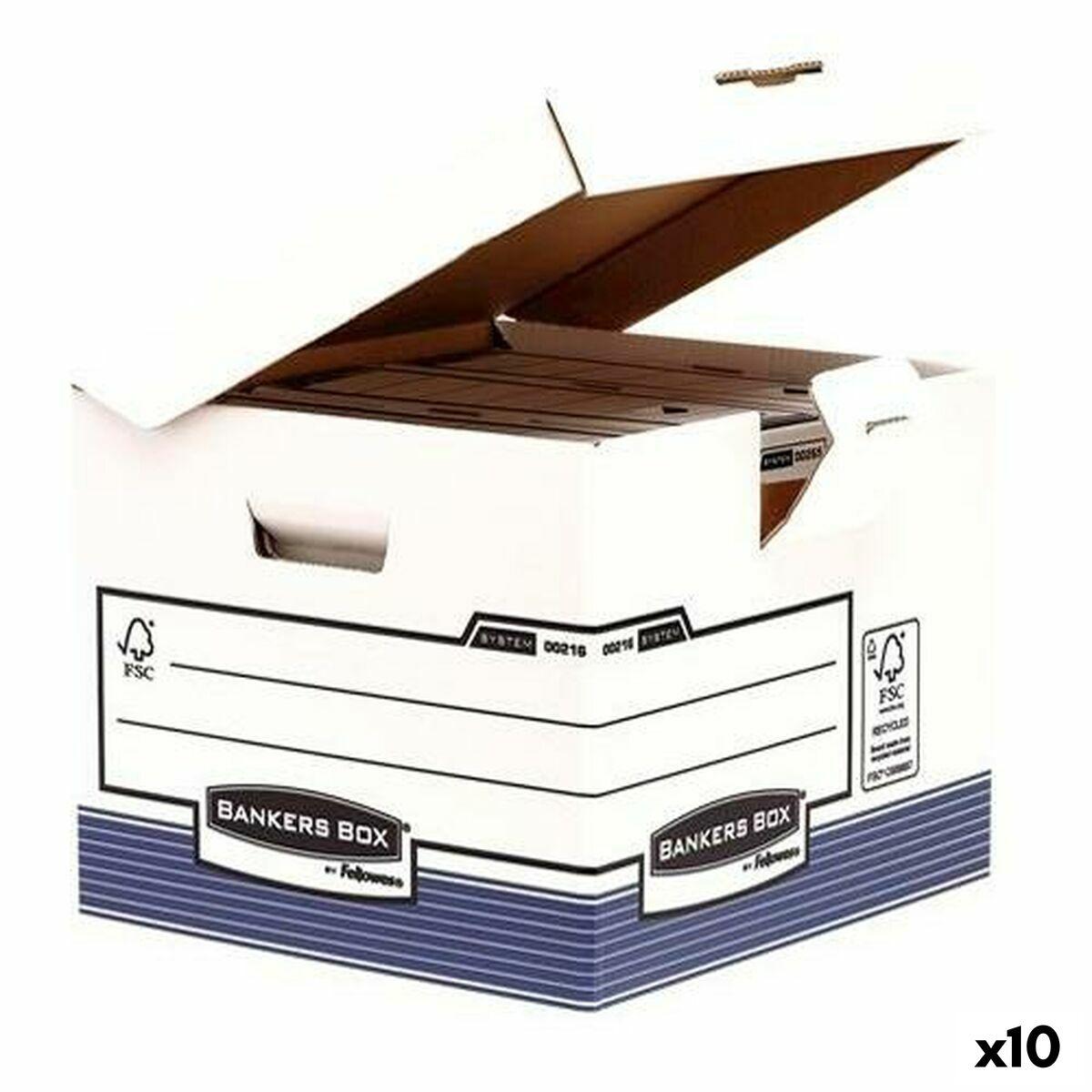 Fellowes Arkivboks A4 - Blå/Hvid, 31 × 37,7 × 39,5 cm (10 stk.)