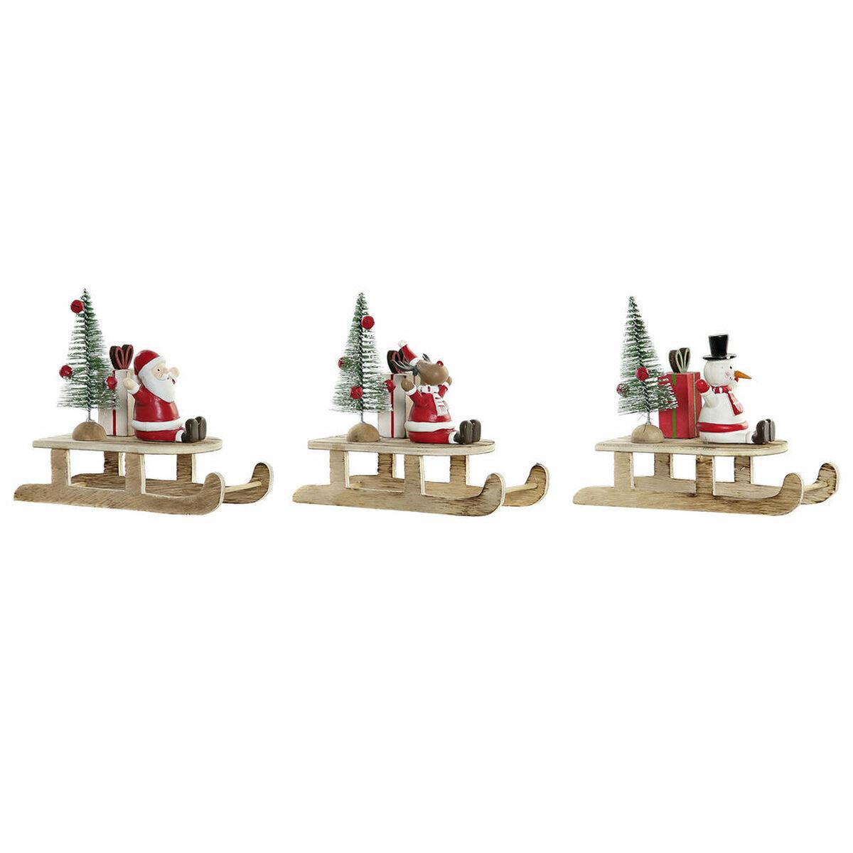 Julepynt DKD Home Decor Træ Julemanden (14 x 6 x 13 cm) (3 stk)