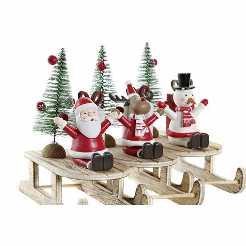 Julepynt DKD Home Decor Træ Julemanden (14 x 6 x 13 cm) (3 stk)
