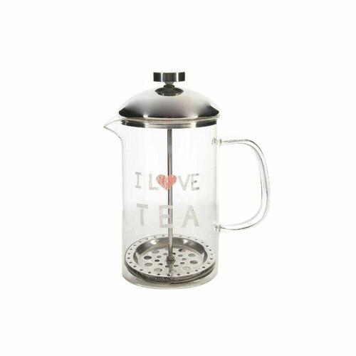 Tekande DKD Home Decor Gennemsigtig Rustfrit stål Sølv Borosilikatglas (18 x 9.5 x 20.5 cm) (1 L)