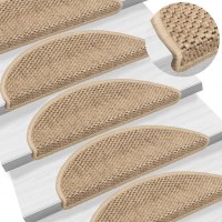 Selvklæbende trappemåtter 15stk. 56x17x3cm sisal-look sandfarve (OUTLET A)