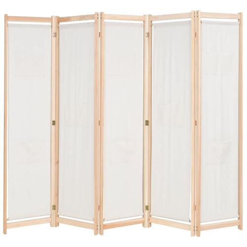 5-panels rumdeler 200 x 170 x 4 cm stof cremefarvet