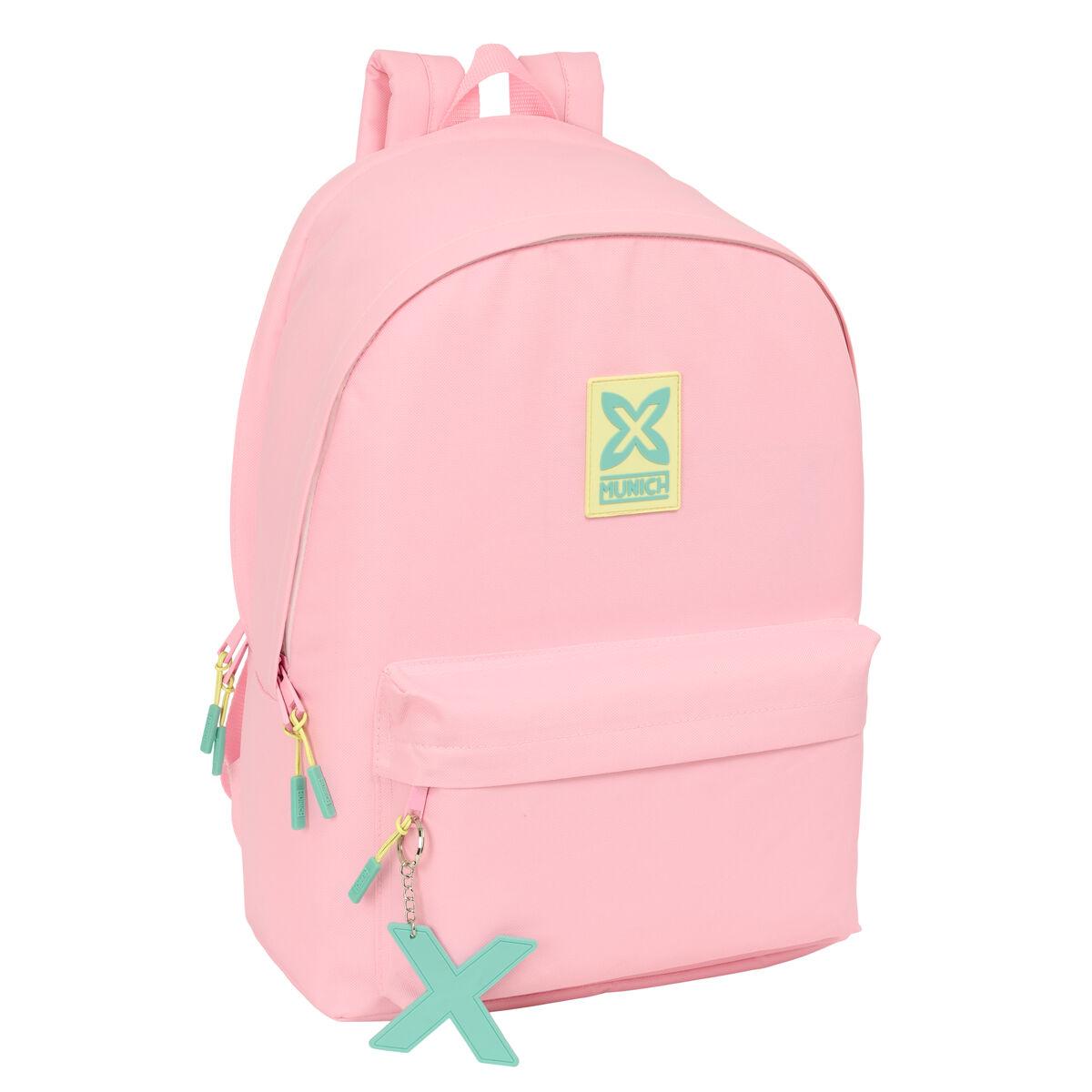 Munich skoletaske med USB - Pink 31 × 44 × 18 cm