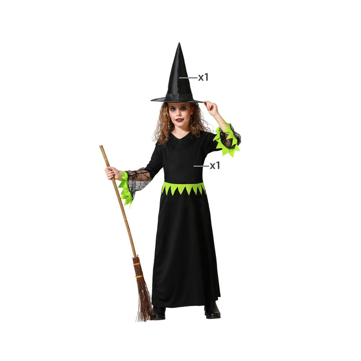 Kostume til børn Grøn Heks 10-12 år