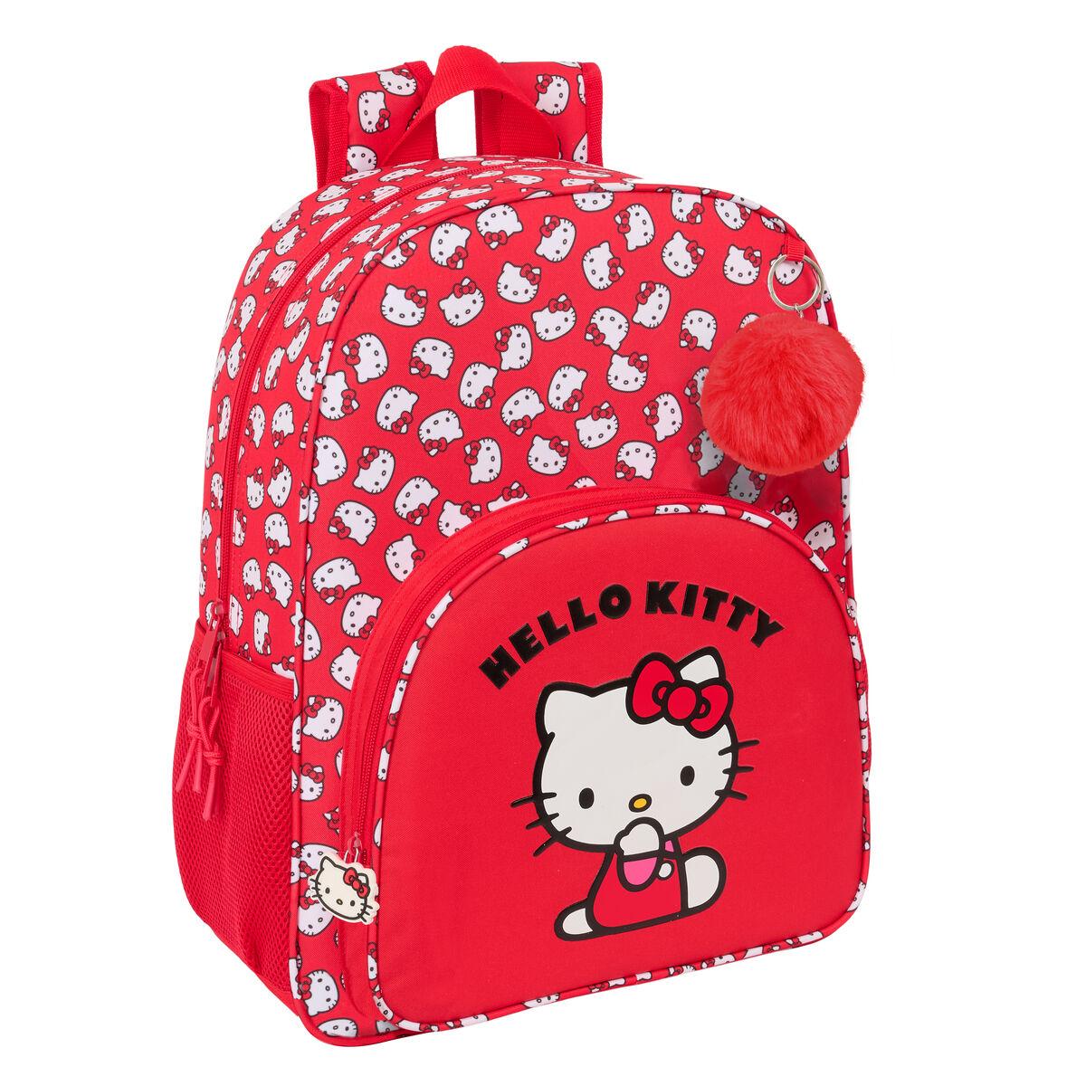 Hello Kitty skoletaske - Iconic, hvid/rød, 33 × 42 × 14 cm