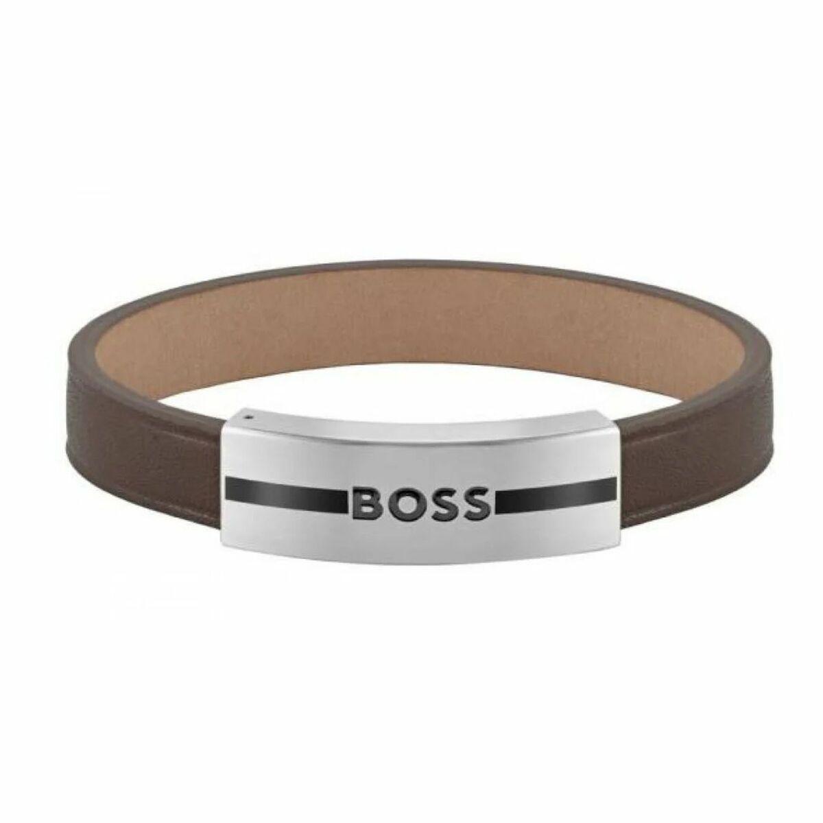 Hugo Boss armbånd til mænd - brun læder, 20 cm