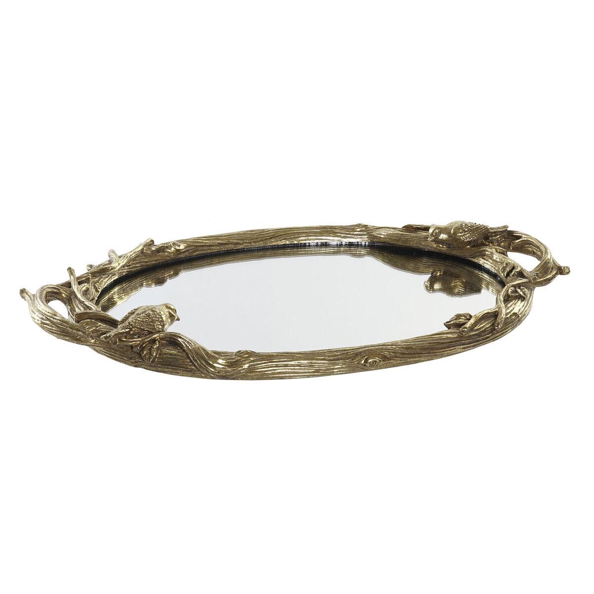 Bakke DKD Home Decor Spejl Gylden Harpiks Fugle (45 x 27 x 3,7 cm)