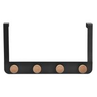 Knagerække til dør DKD Home Decor (4 Bøjler) Metal Træ (35 x 2,5 x 20 cm)