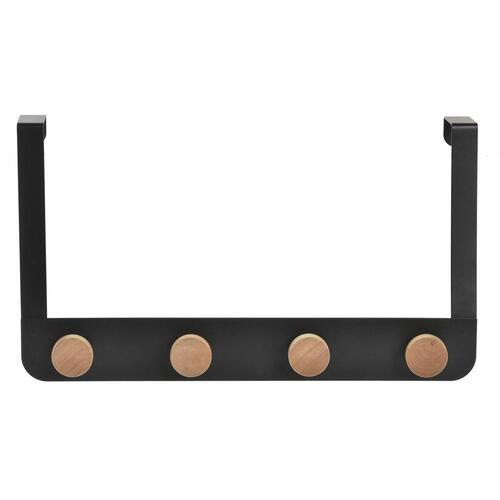 Knagerække til dør DKD Home Decor (4 Bøjler) Metal Træ (35 x 2,5 x 20 cm)