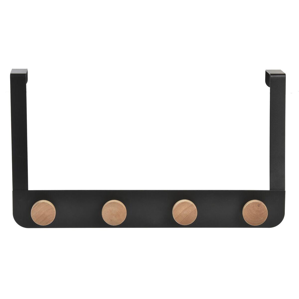 Knagerække til dør DKD Home Decor (4 Bøjler) Metal Træ (35 x 2,5 x 20 cm)