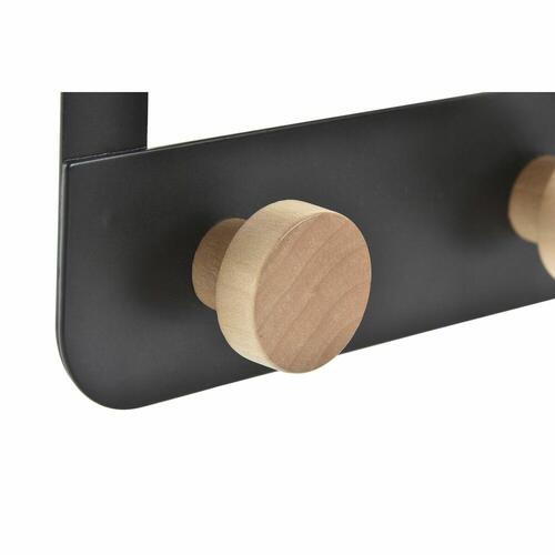 Knagerække til dør DKD Home Decor (4 Bøjler) Metal Træ (35 x 2,5 x 20 cm)