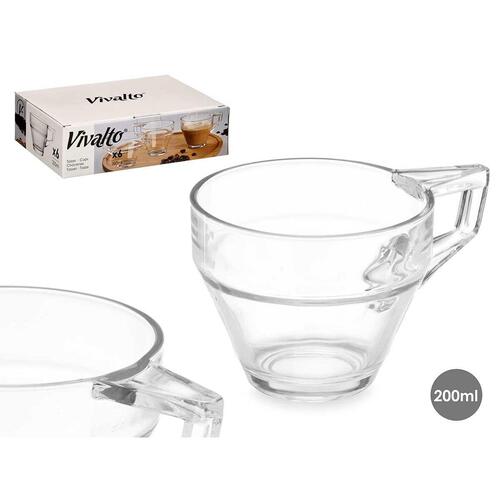 Te- og kaffekop Vivalto ZLQ02/BHA6 Gennemsigtig Glas 199 ml (6 enheder)