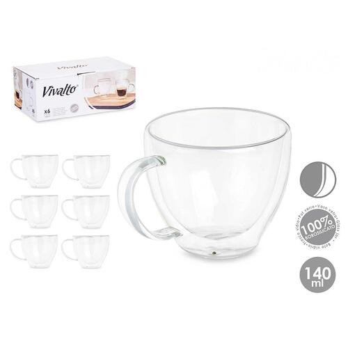 Te- og kaffekop Vivalto OCT-DG2397 Gennemsigtig Borosilikatglas 140 ml (6 enheder)