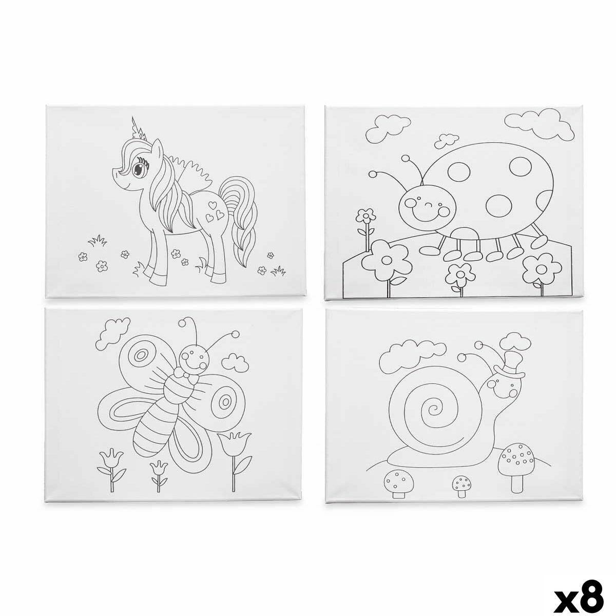 Lærred sæt - 8 stk., 30 × 40 cm, hvid