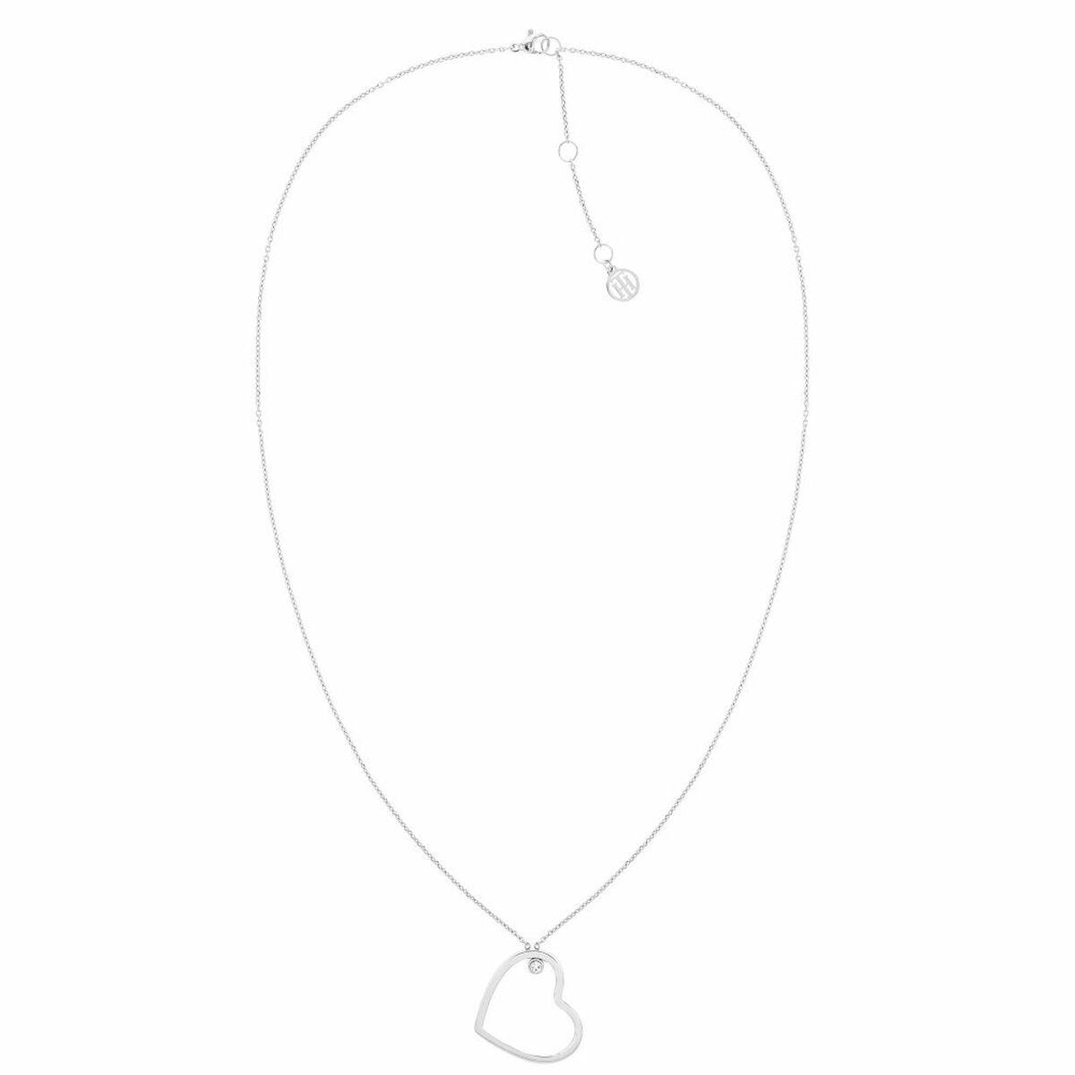 Tommy Hilfiger halskæde med hjertevedhæng, sølvfarvet - 46 cm
