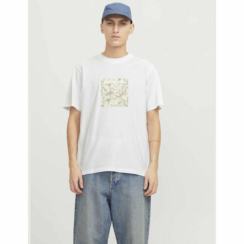 Kortærmet T-shirt til Mænd Jack & Jones JCOTARMAC CAMO FRONT TEE 12273239 Hvid L