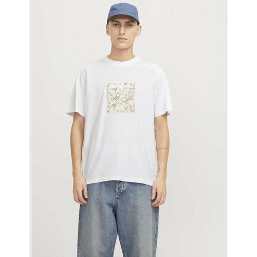 Kortærmet T-shirt til Mænd Jack & Jones JCOTARMAC CAMO FRONT TEE 12273239 Hvid L