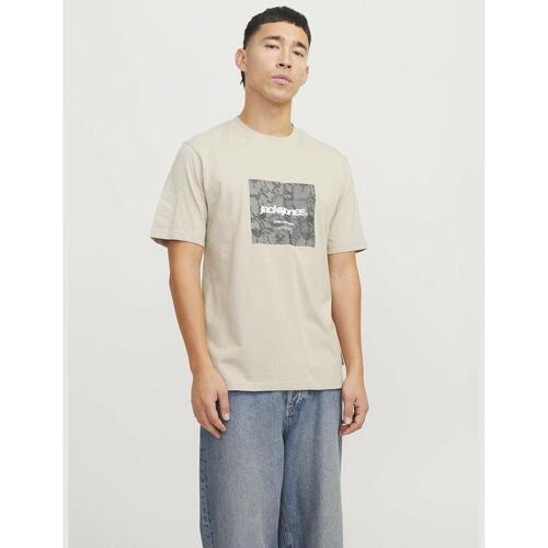 Kortærmet T-shirt til Mænd Jack & Jones JCOTARMAC CAMO FRONT TEE Beige 2XL