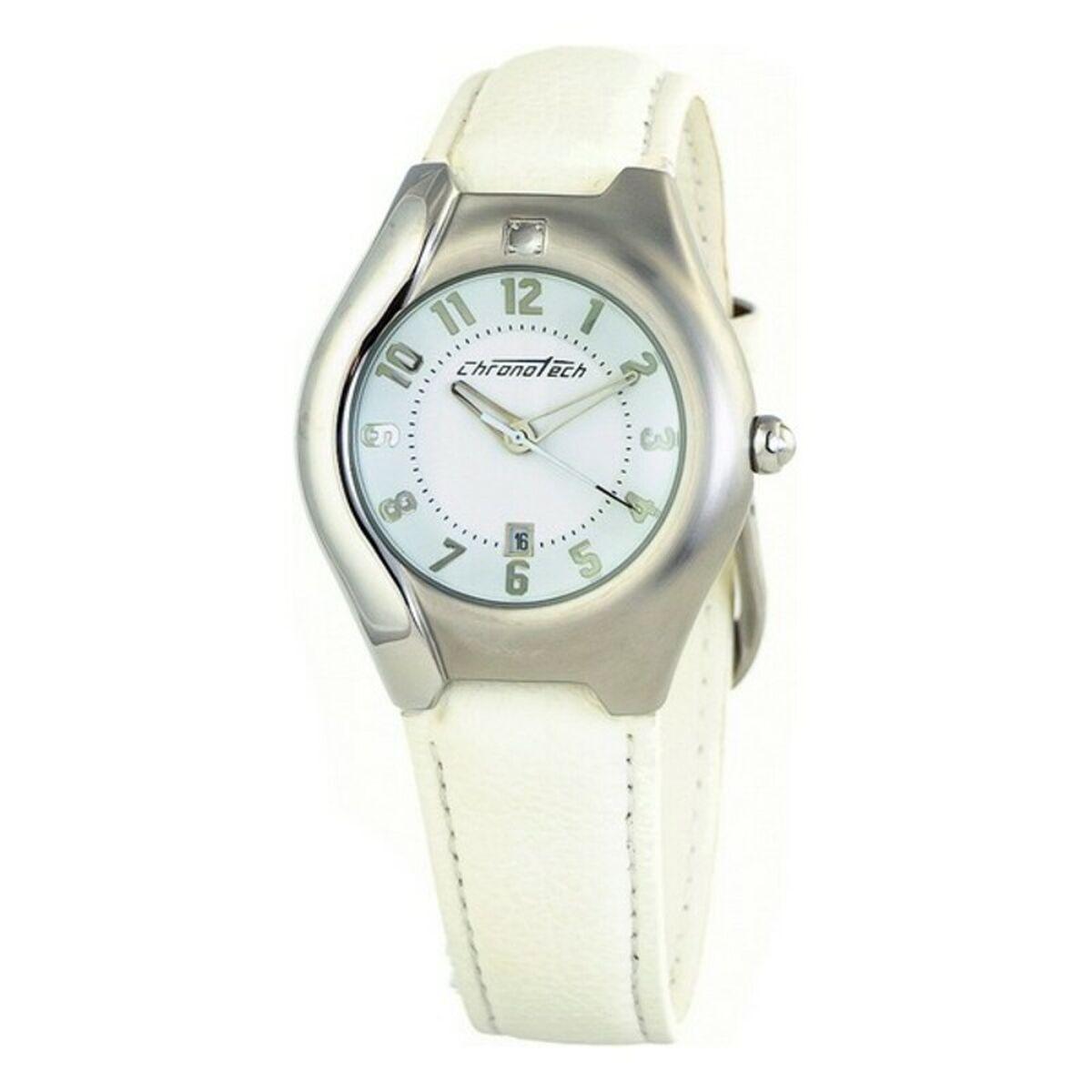 Chronotech dameur CT2206L-06 - hvid skive, læderrem, 33 mm