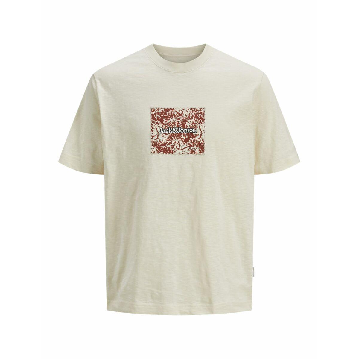Kortærmet T-shirt til Mænd Jack & Jones JORSPLIT AOP BRANDING TEE 12272993 Beige S