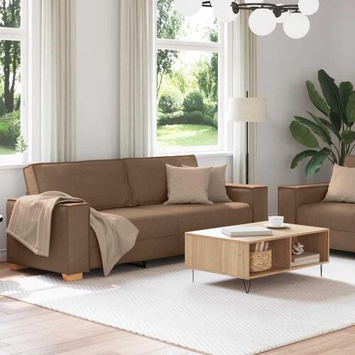 2 personers sofa med hynder stof brun