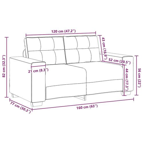 Elskovssofa 120 cm fløjl cremefarvet