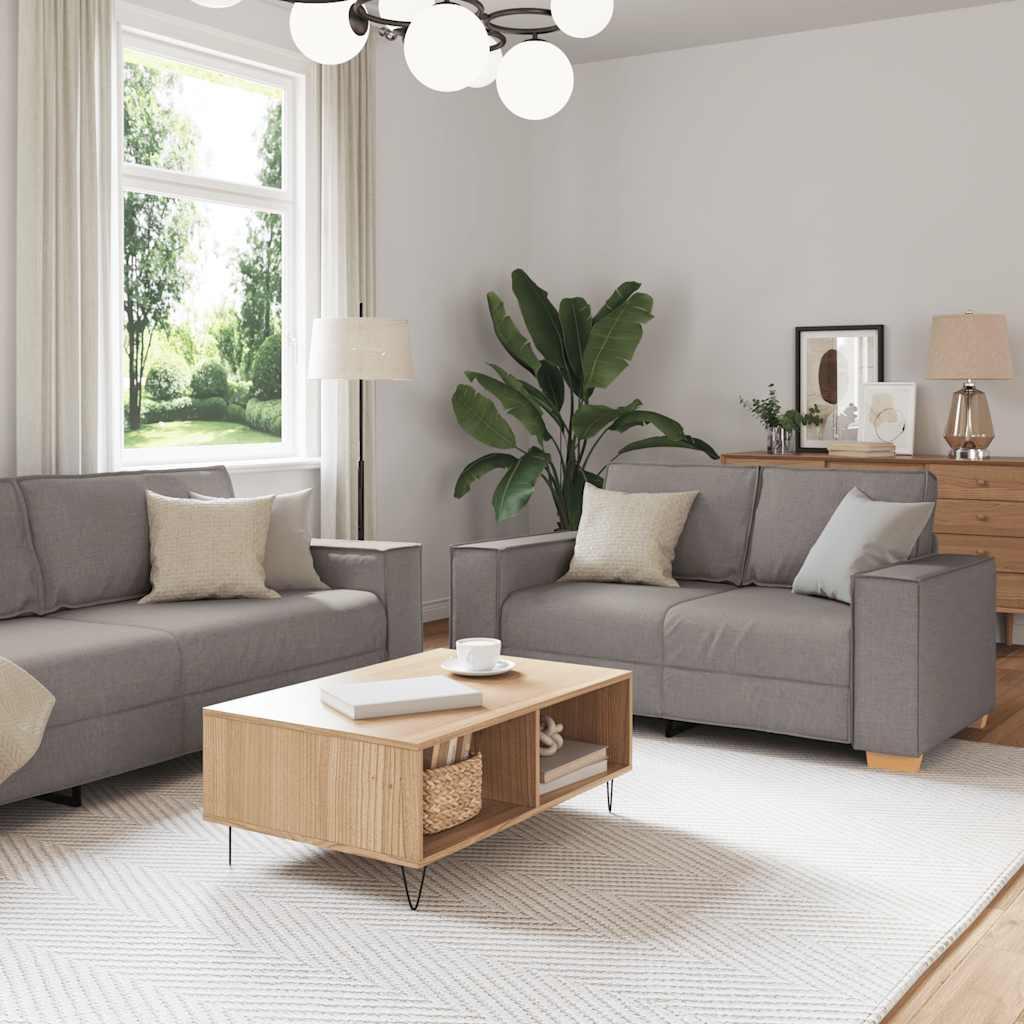 2 personers sofa med hynder stof gråbrun