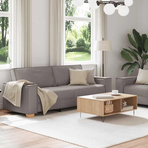 2 personers sofa med hynder stof gråbrun