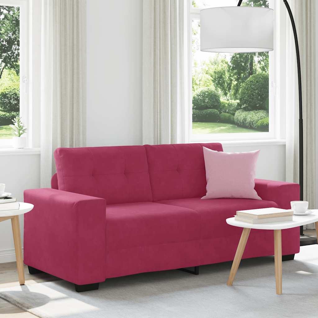 Elskovssofa 140 cm fløjl vinrød