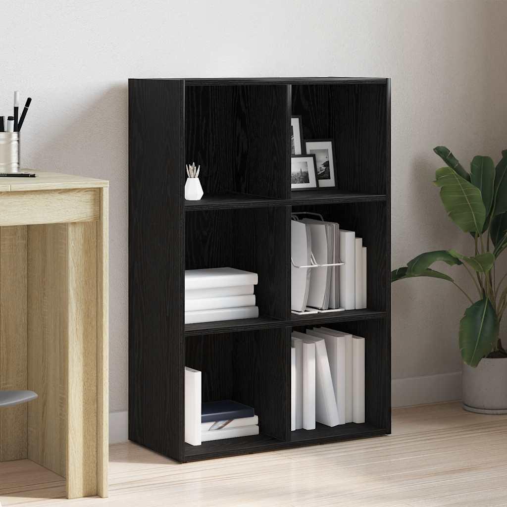 Bogskab 66x30x98 cm konstrueret træ sort egetræsfarve