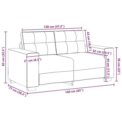 Elskovssofa 120 cm fløjl blå