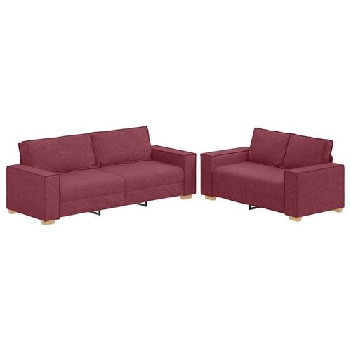 2 personers sofa med hynder stof vinrød