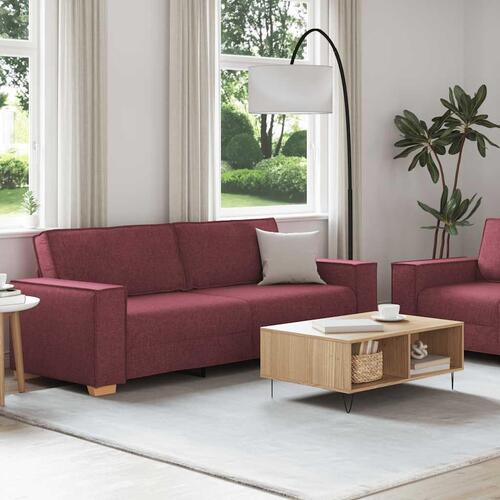 2 personers sofa med hynder stof vinrød