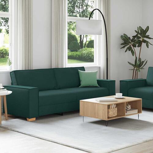 2 personers sofa med hynder stof mørkegrøn