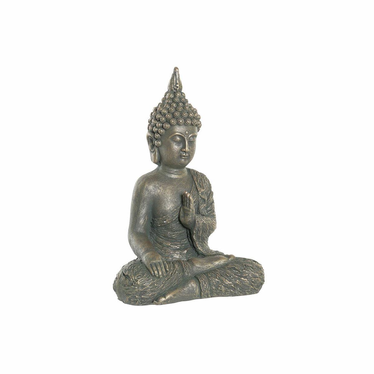 Dekorativ Buddha figur i glasfiber - gylden/mørkegrå (28 × 19 × 41 cm)