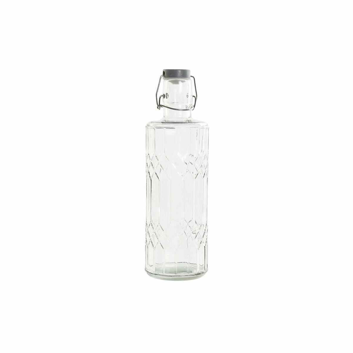Flaske DKD Home Decor Krystal Grå Gennemsigtig Rustfrit stål (9 x 9 x 28.3 cm) (1 L)