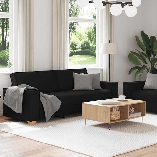 2 personers sofa med hynder stof sort