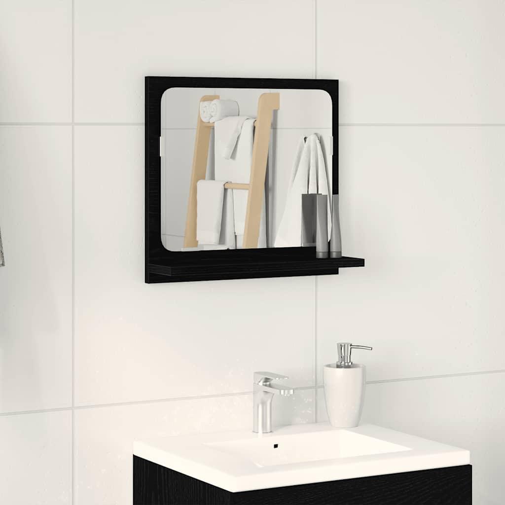 Badeværelsesspejl 40x10,5x37 cm konstrueret træ sort egetræ