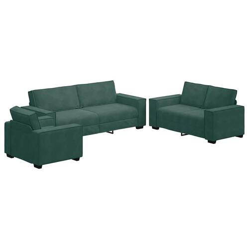 3 personers sofa med hynder velour mørkegrøn