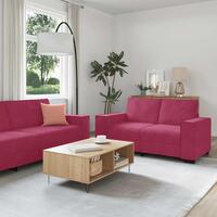2 personers sofa med hynder velour vinrød
