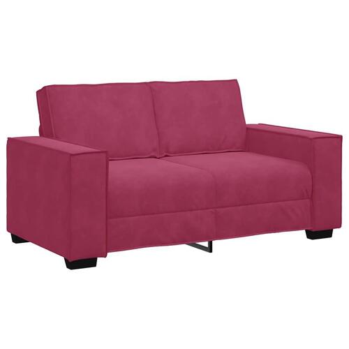2 personers sofa med hynder velour vinrød