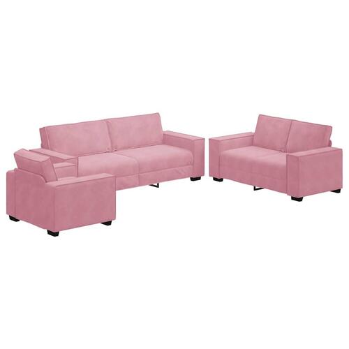 3 personers sofa med hynder velour lyserød