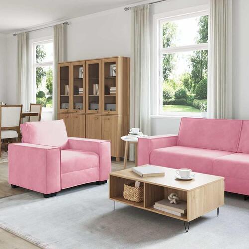 3 personers sofa med hynder velour lyserød