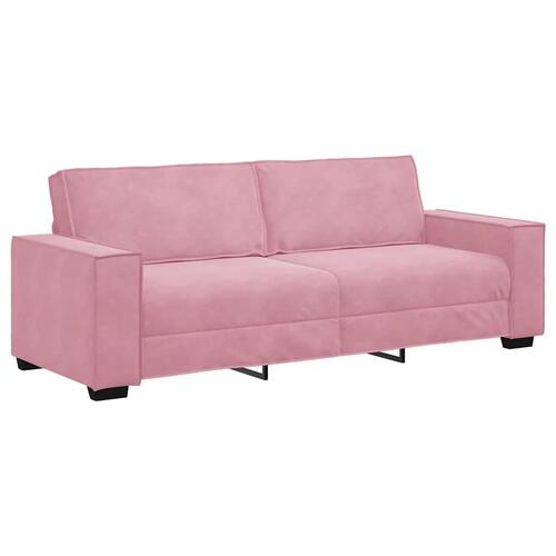 3 personers sofa med hynder velour lyserød