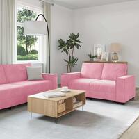 2 personers sofa med hynder velour lyserød