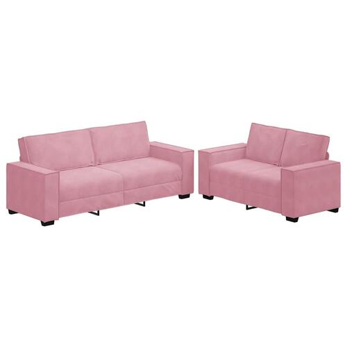 2 personers sofa med hynder velour lyserød