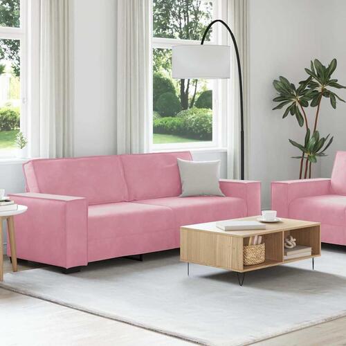 2 personers sofa med hynder velour lyserød